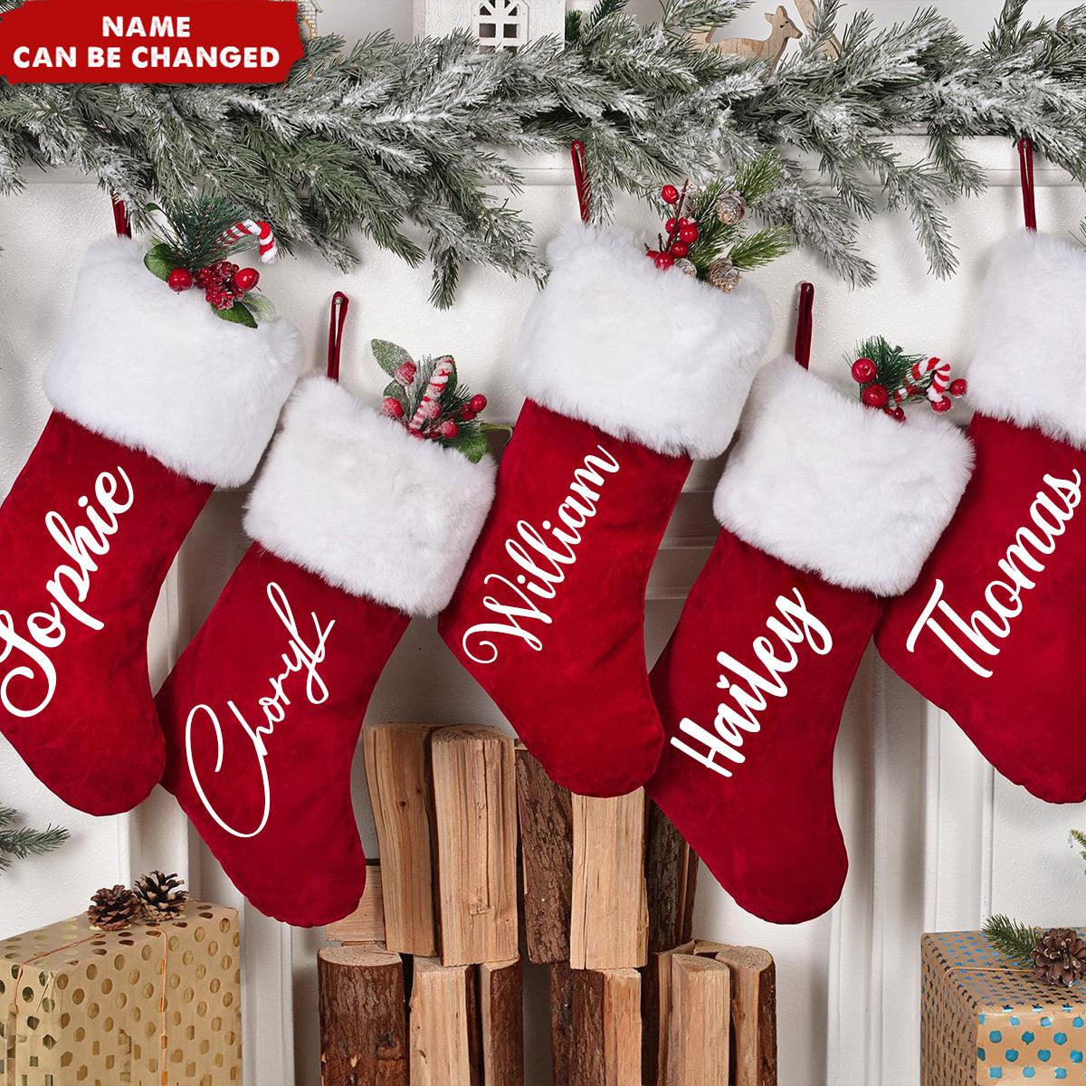Personalized Red Velvet Christmas Stockings, Christmas Home Decor
