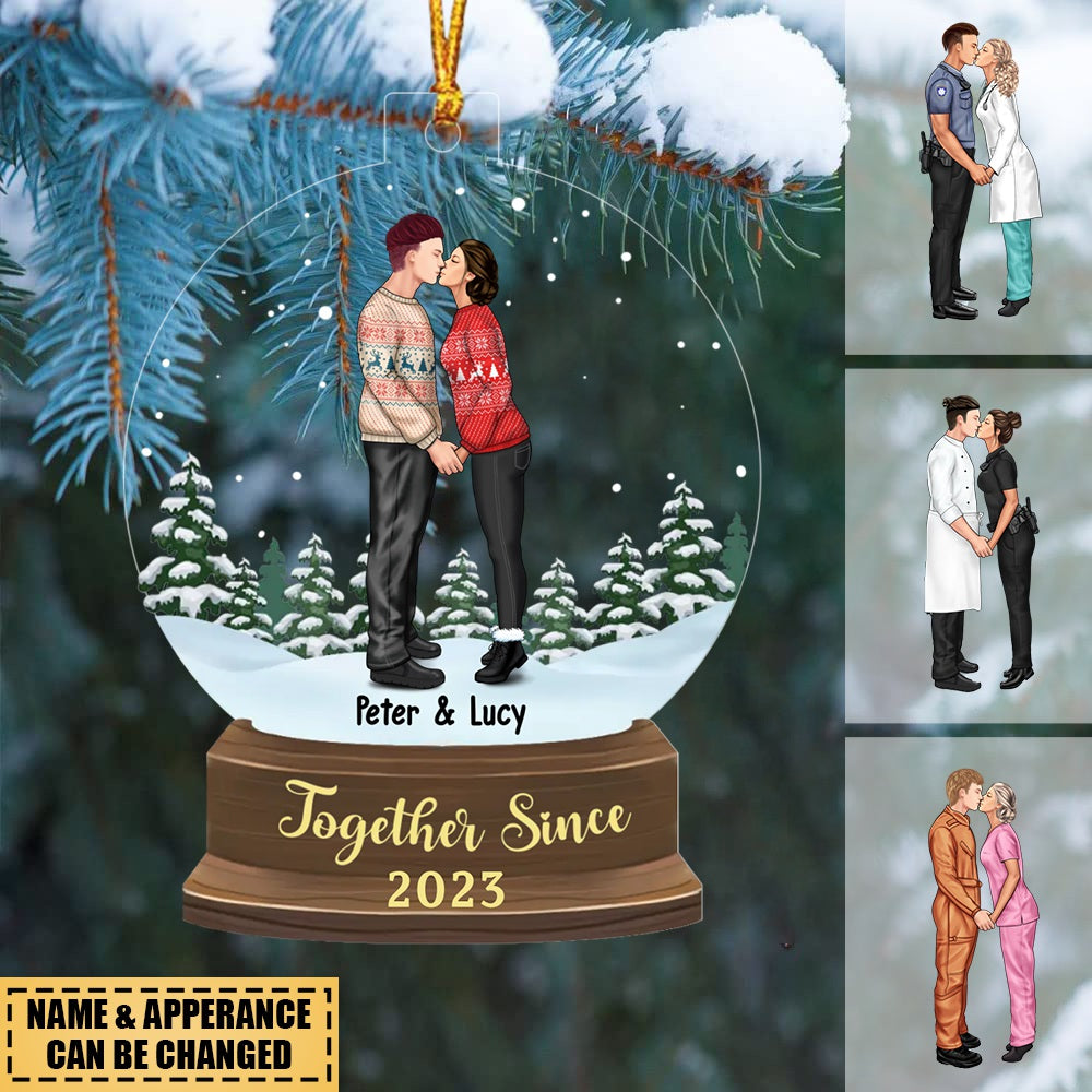 Anniversary Together Since - Personalized Christmas Gifts Custom Ornament For Couple Portrait, Firefighter, EMS, Nurse, Police Officer