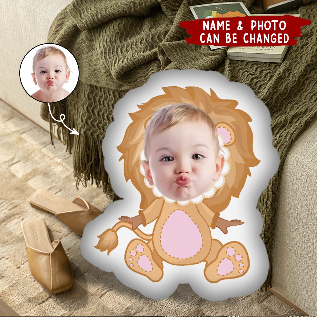 Custom Kid Face Cute Animal - Personalized Photo Shaped Pillow