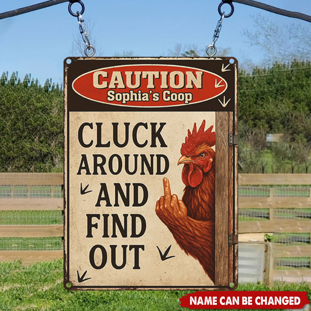 Cluck Around And Find Out - Personalized Chicken Rectangle Metal Sign