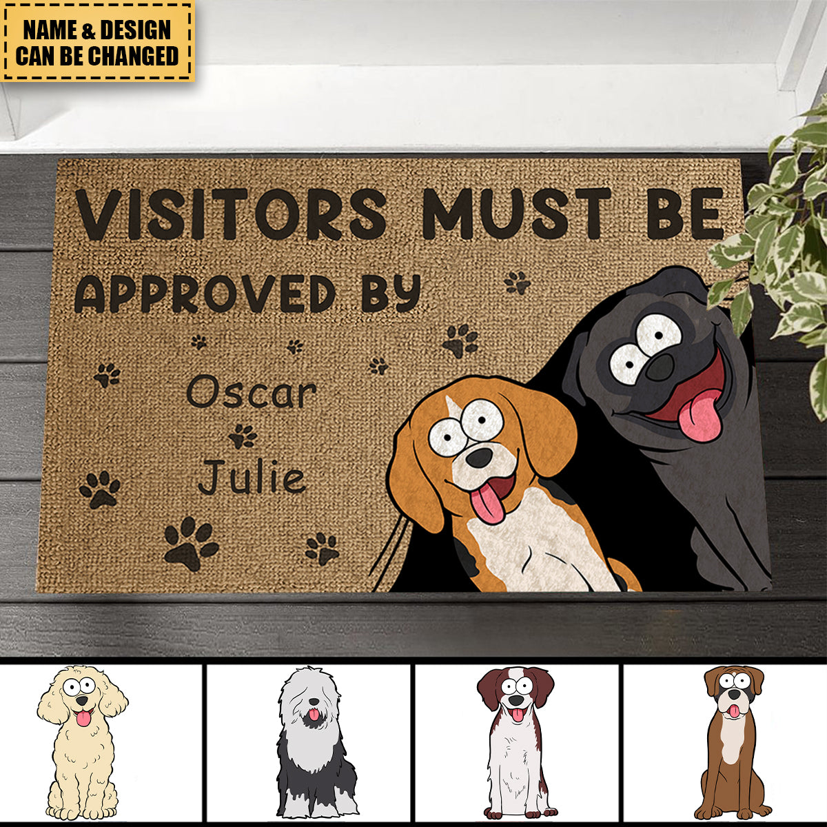 Welcome Humans! Our Doormat Is Pet Approved - Dog Personalized Custom Home Decor Decorative Mat