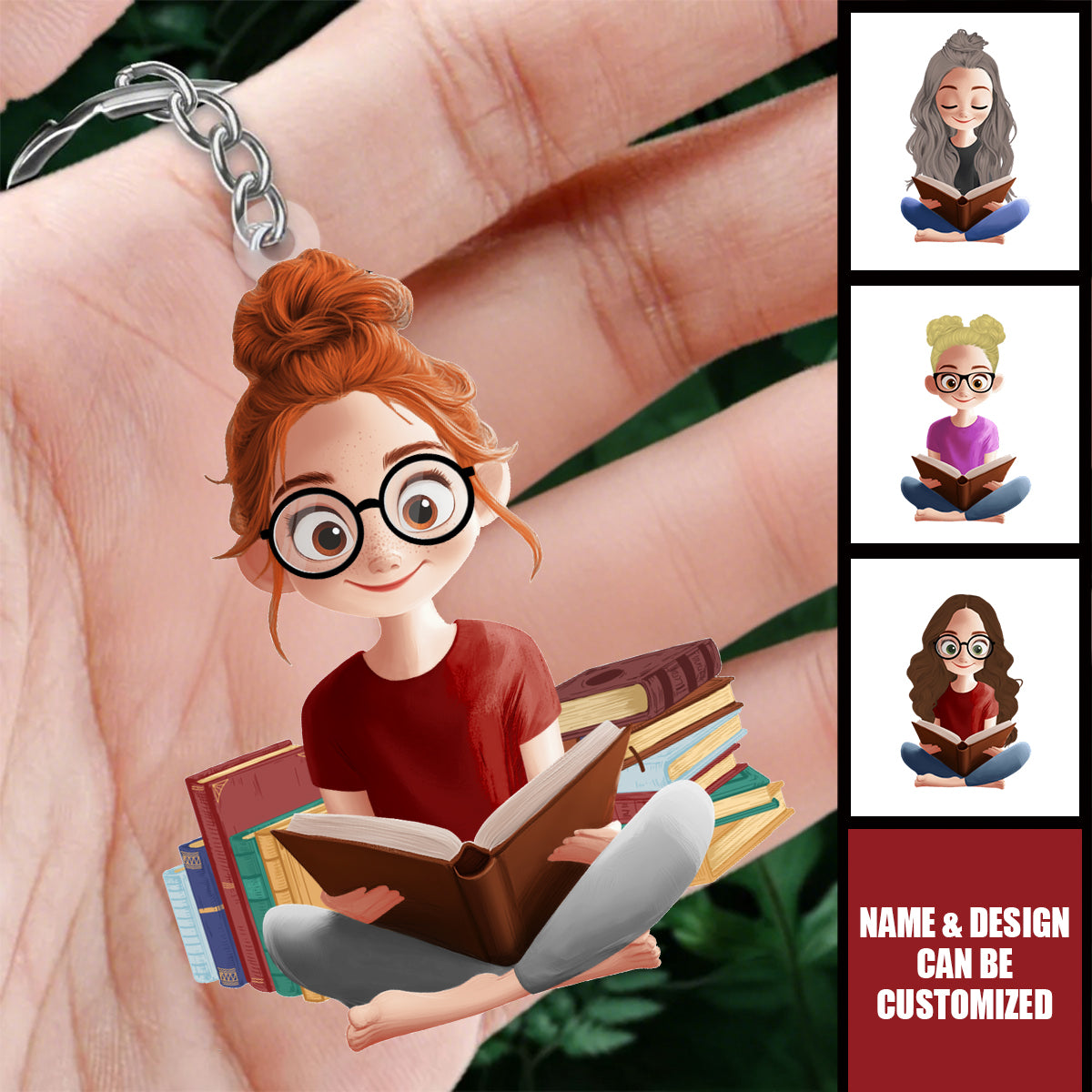 A Girl Loves Reading Books - Personalized Acrylic Keychain
