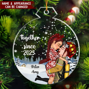 Our First Christmas Together Christmas Custom Gifts For Husband And Wife Uniform - Personalized Custom Shape Acrylic Ornament
