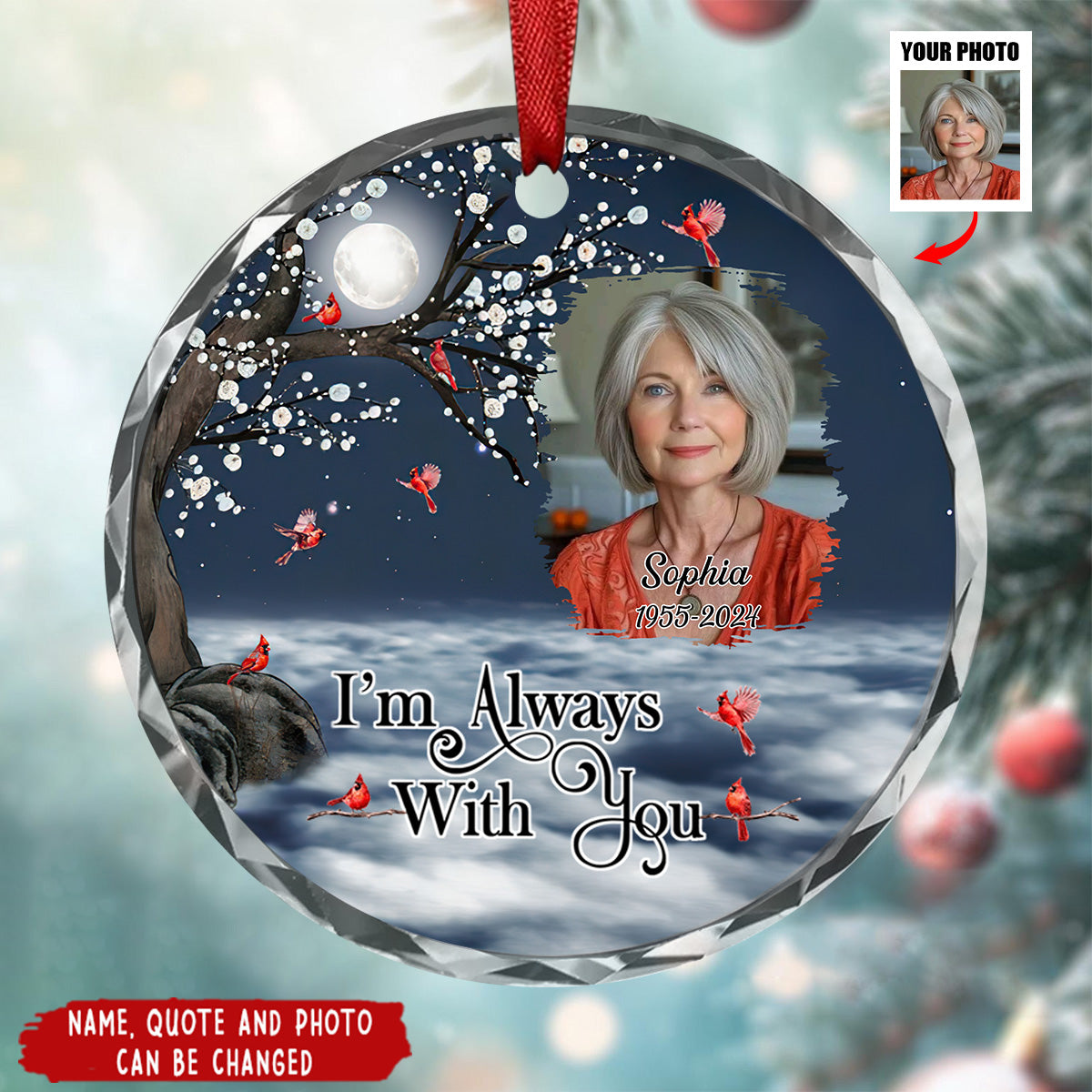 There Is A Little Bit Of Heaven In Our Home - Personalized Custom Glass Ornament