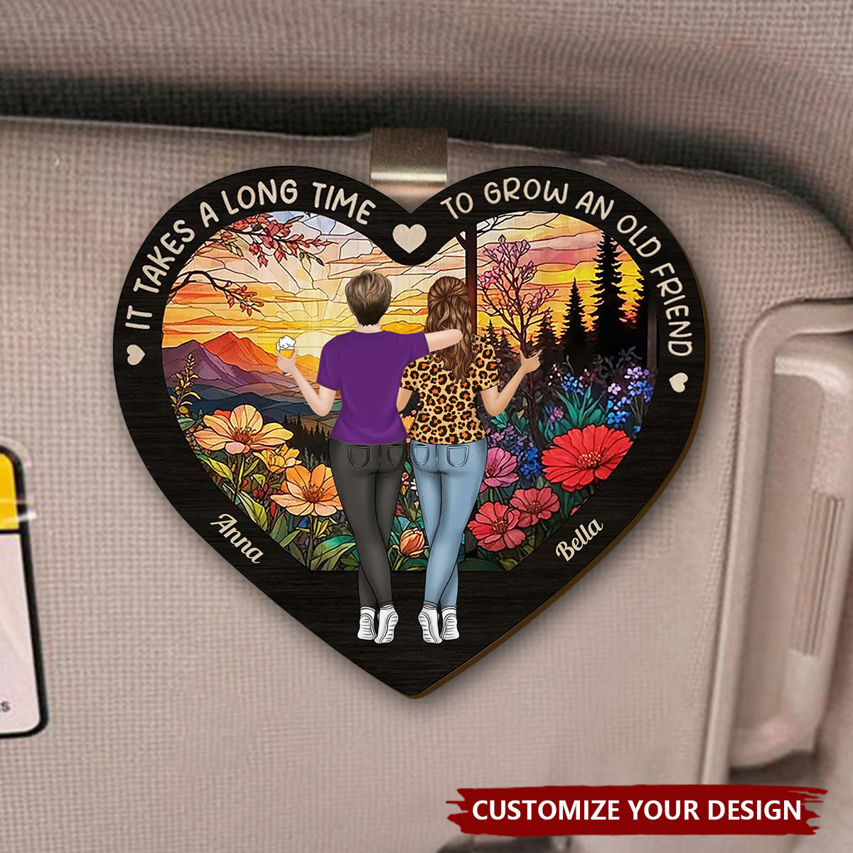 Bestie Old Friends Take Time To Grow - Personalized Custom Car Visor Clip