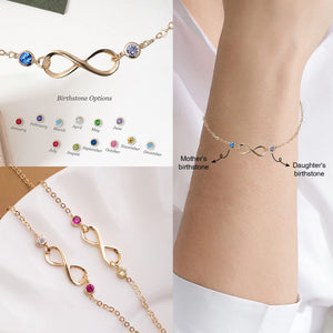 Mother and Daughter Forever Linked Together Infinite Custom Birthstone Bracelet