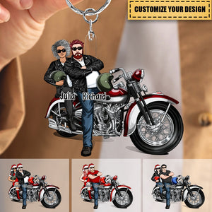 Motorcycle Couple Front View, Gift For Motorcycle Lovers-Personalized Acrylic Keychain