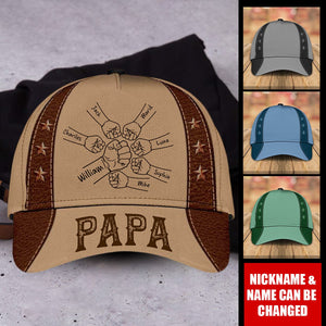 Leather Effect Fist Bump Personalized Cap Father's Day Gift