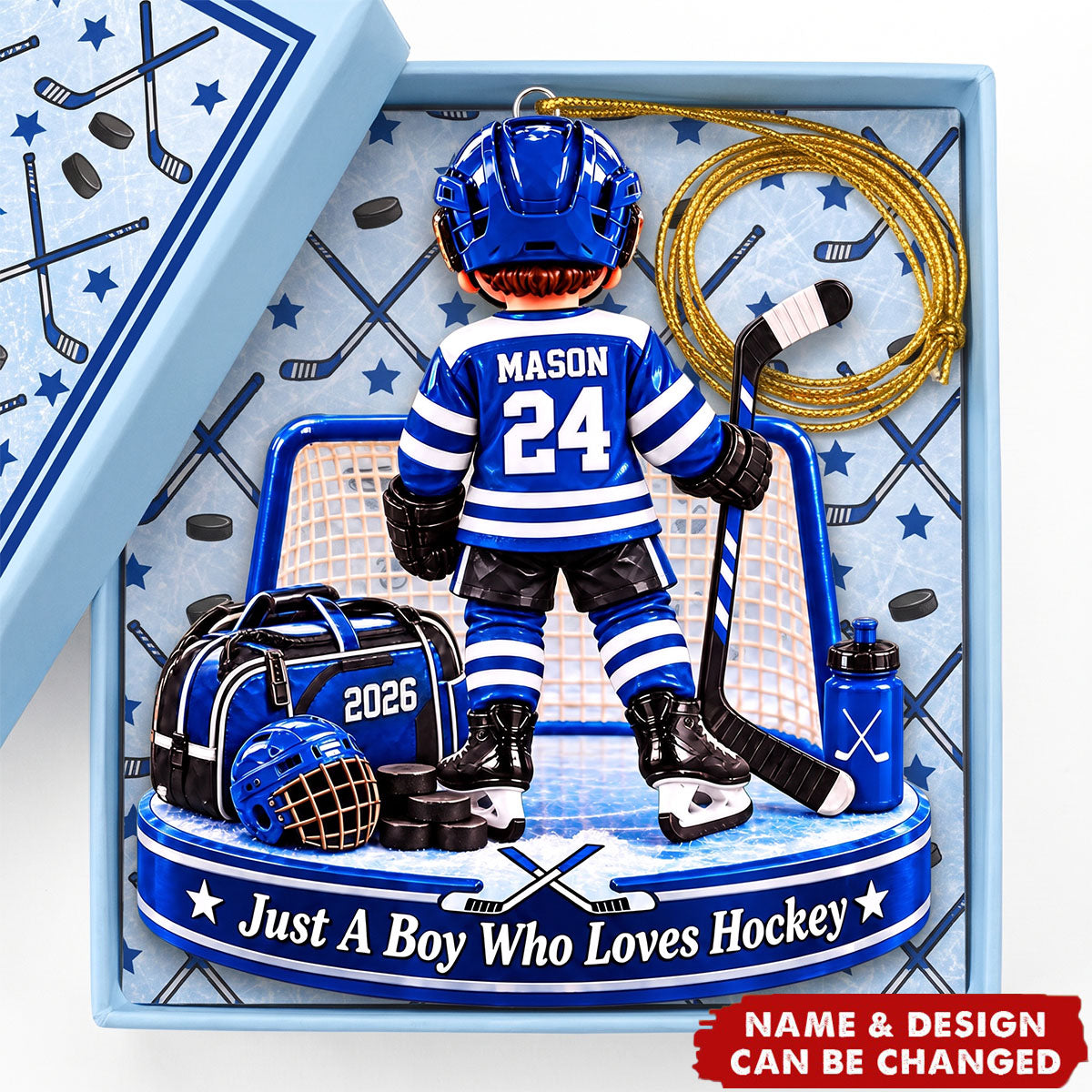 Personalized Hockey Player Acrylic Ornament - Gift For Hockey Dad & Hockey Boy