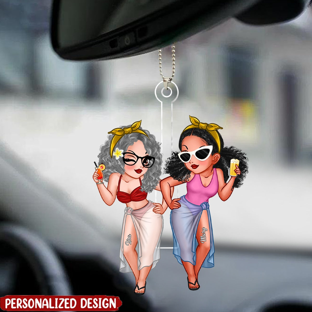 Summer Beach Girls Besties Sisters Personalized Acrylic Ornament