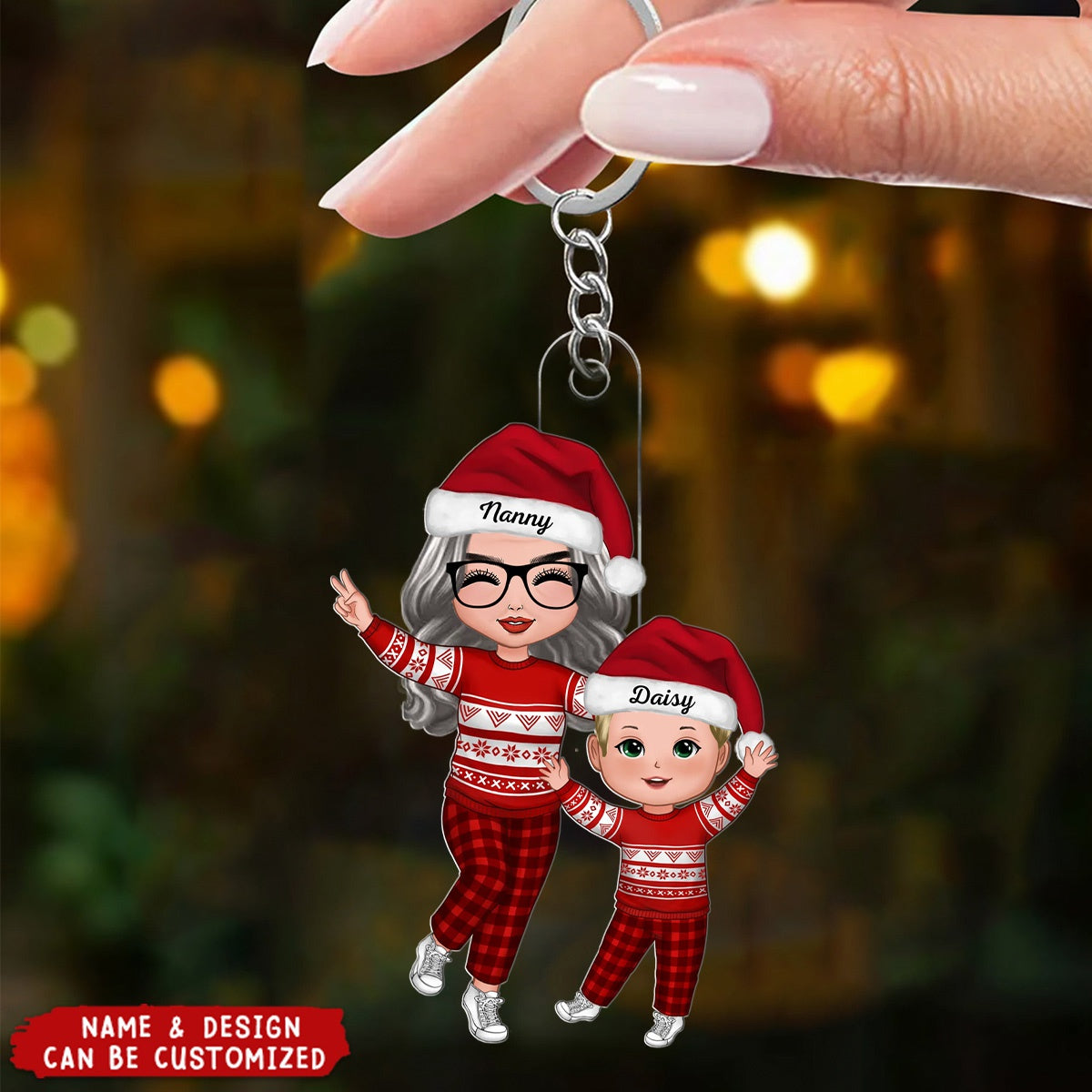 Happy Doll Grandma & Grandkid - Personalized Acrylic Keychain