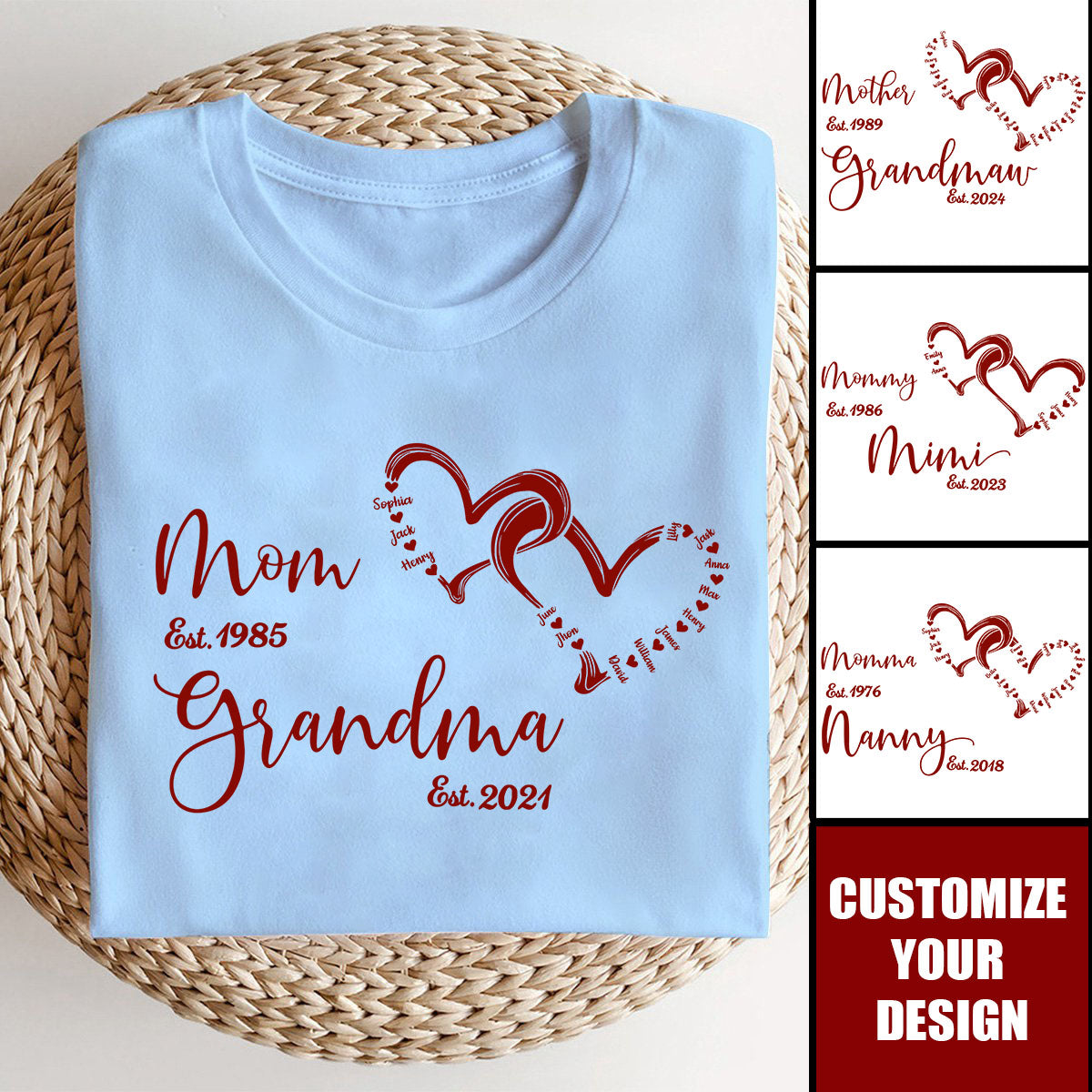 Mom Est Grandma Est - Personalized T-Shirt