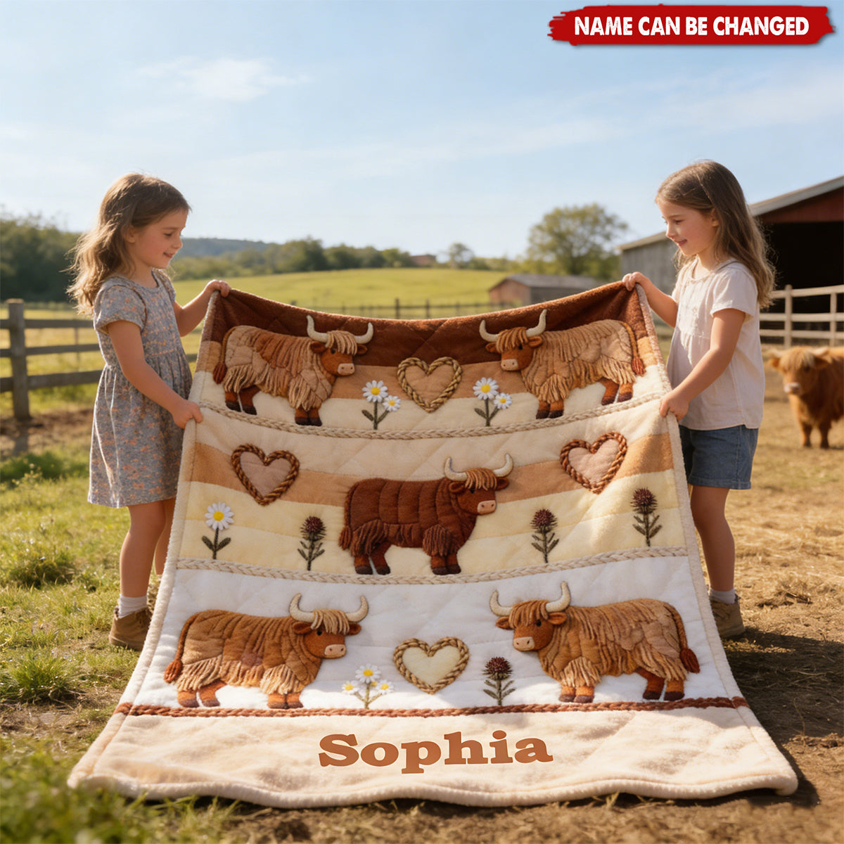 Farm Life - Personalized Highland Cow Blanket