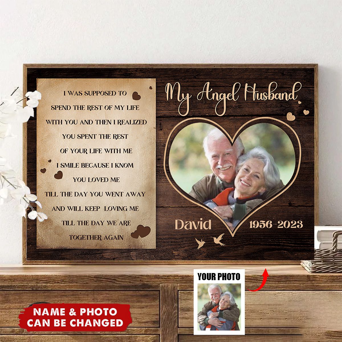 Custom Photo Personalized Memorial Gifts For Loss Of Husband Memorial Bereavement Loss Of Loved - Personalized Custom Canvas