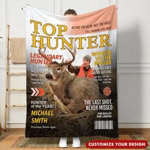 Custom Retirement Hunting Magazine Cover Personalized Blanket, Gifts for Retired Hunters