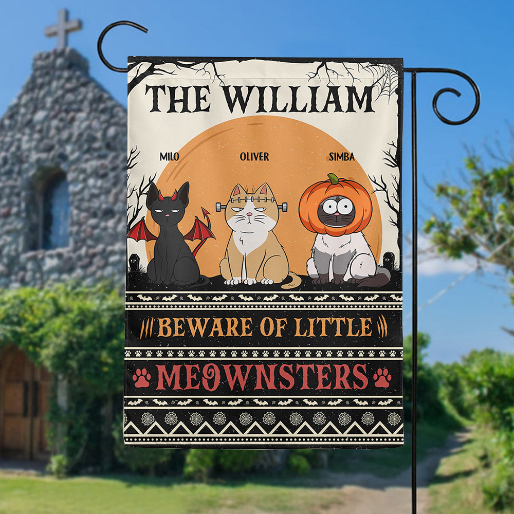 Beware Of Little Meownsters Happy Halloween- Personalized Garden Flag