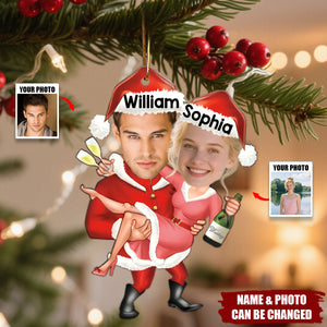 Santa Couple Celebration - Personalized Couple Acrylic Ornament