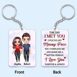 Doll Couple Standing The Day I Met You Personalized Acrylic Keychain