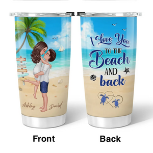 Summer Doll Couple Kissing Hugging On The Beach Personalized Tumbler