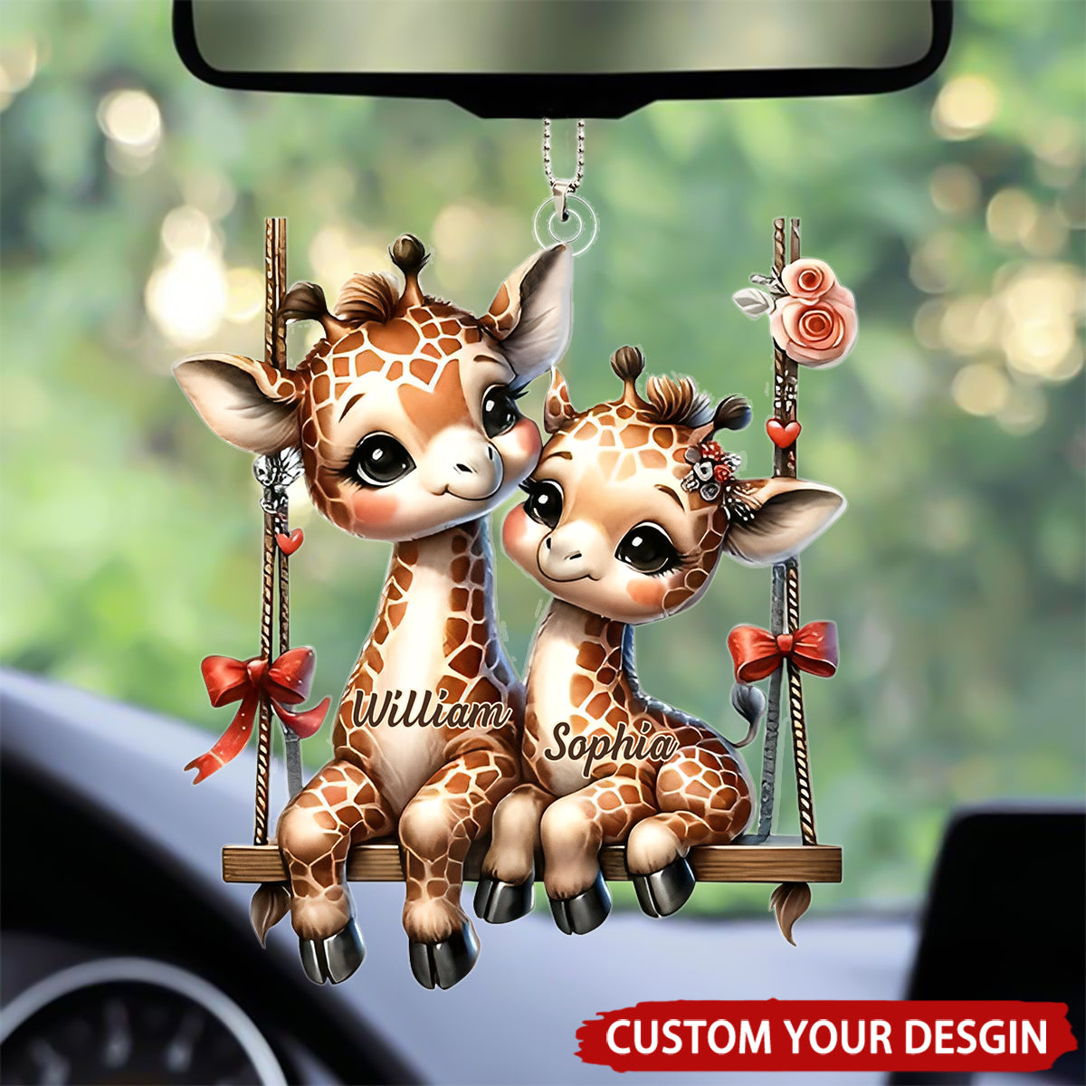 Swinging Into Love Adorable Giraffe Couple Personalized Acrylic Ornament