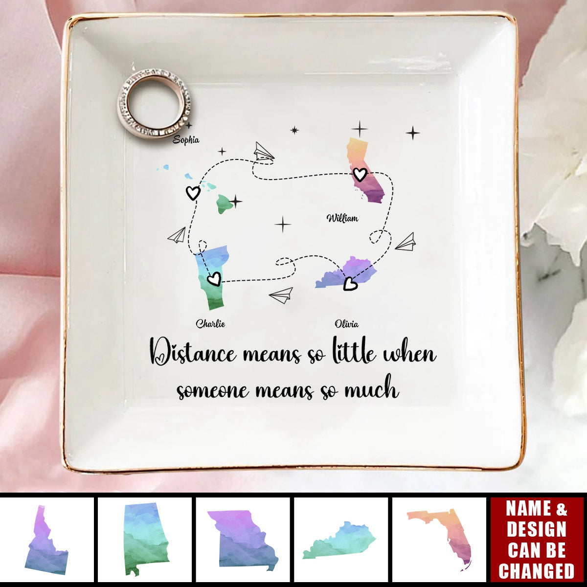I Miss Your Face Custom Multiple States - Personalized Jewelry Dish