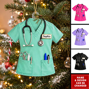 Personalized Nurse Ornament, Custom Scrubs Christmas Ornament