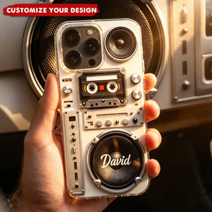 Retro Boombox Vibes, Personalized Clear Phone Case, Gift For Music Lovers