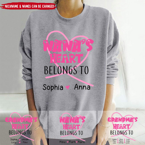 Pinky Grandma Mom's Heart Belongs To Kids Personalized Sweatshirt