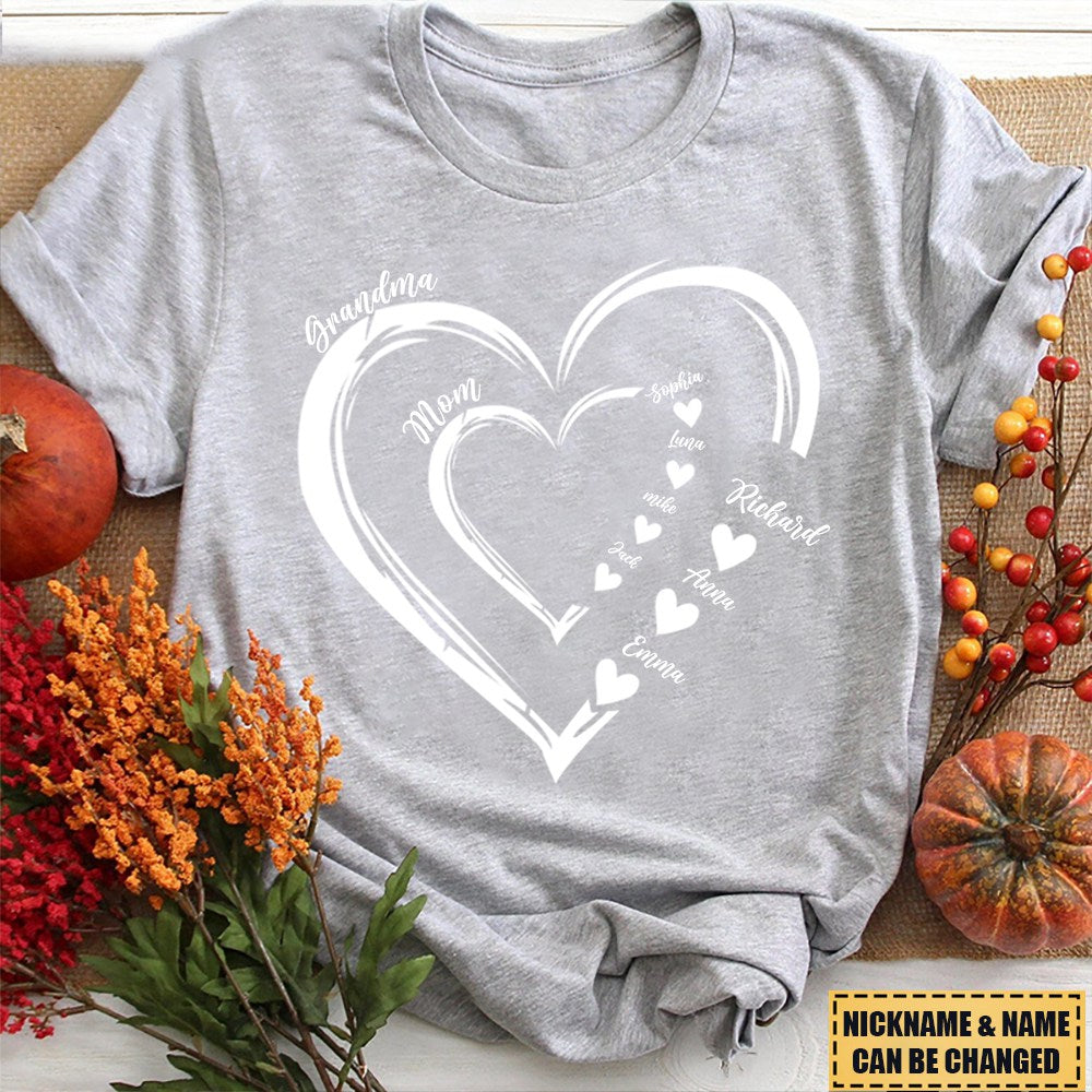 Personalized Mom Grandma And Grandkids Hearts Gift For Grandma Shirt