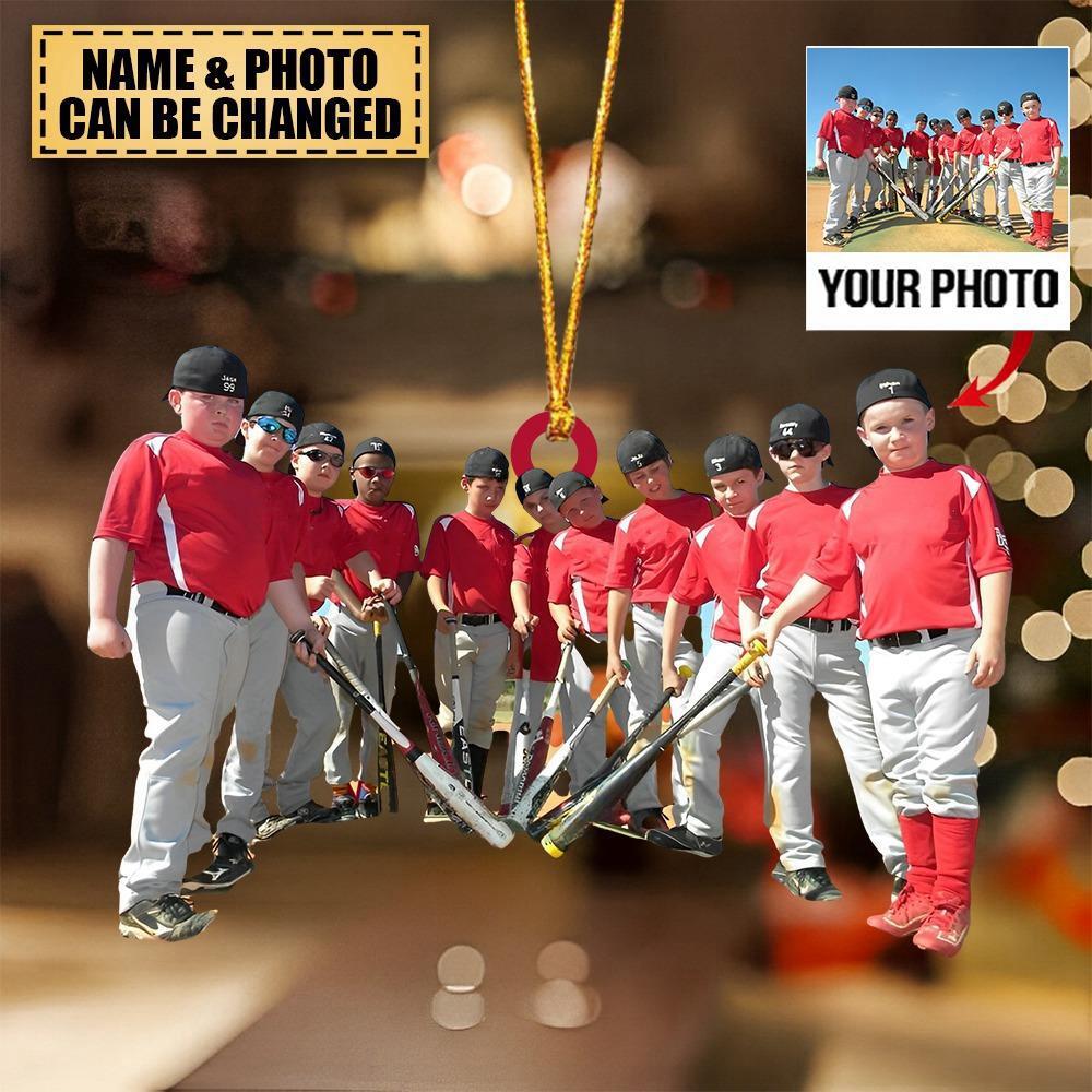 Baseball Player Team - Personalized  Acrylic Christmas Ornament - Upload Photo