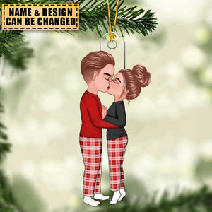 Doll Couple Kissing Christmas Gift Personalized Acrylic Ornament