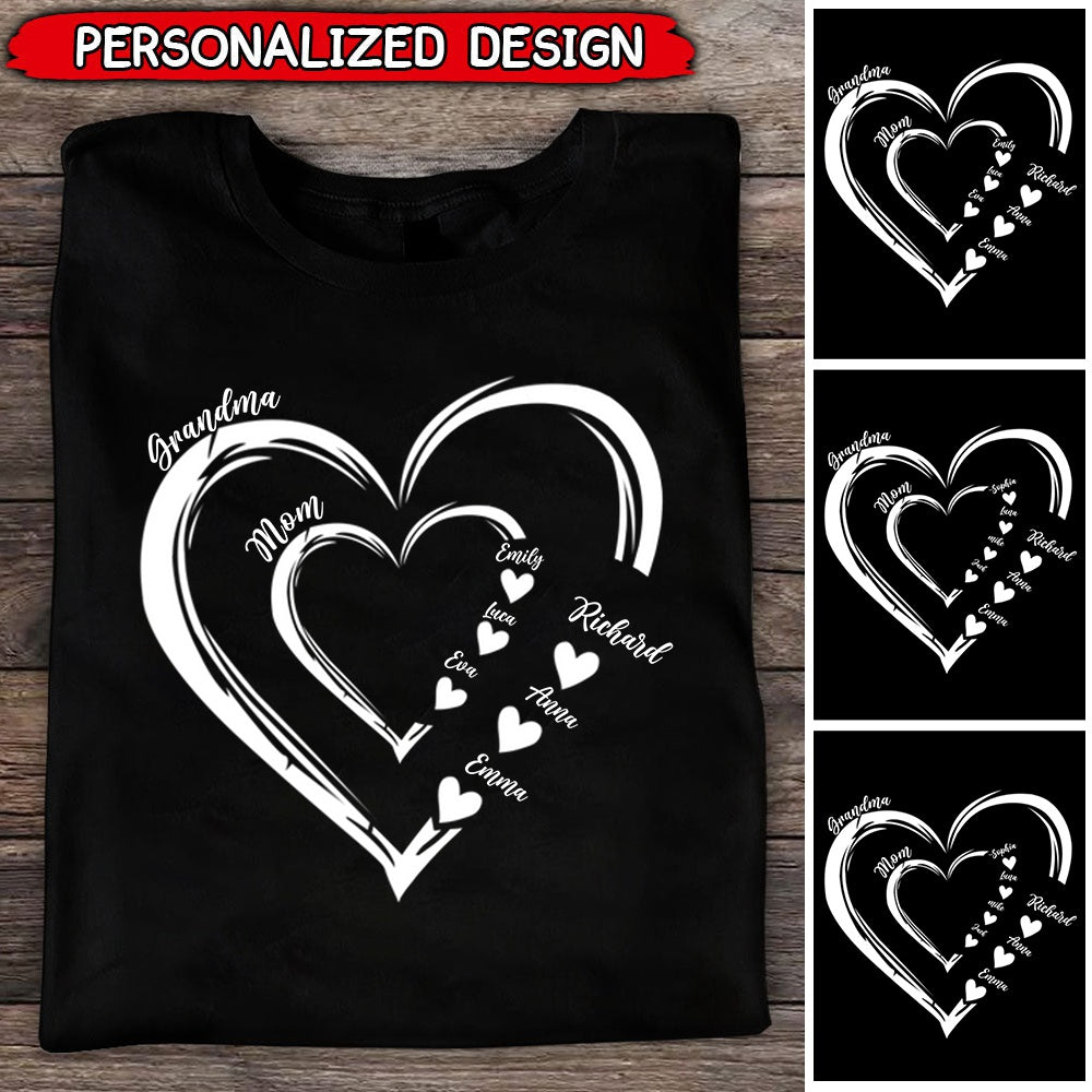Personalized Mom Grandma And Grandkids Hearts Gift For Grandma Shirt