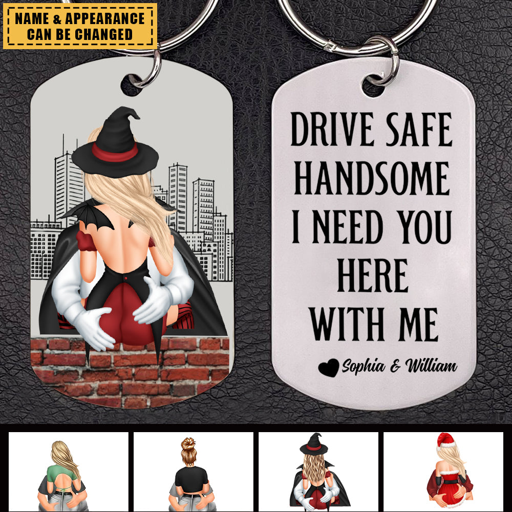 Drive Safe - Personalized Engraved Stainless Steel Keychain - Perfect for Halloween and Christmas gifts