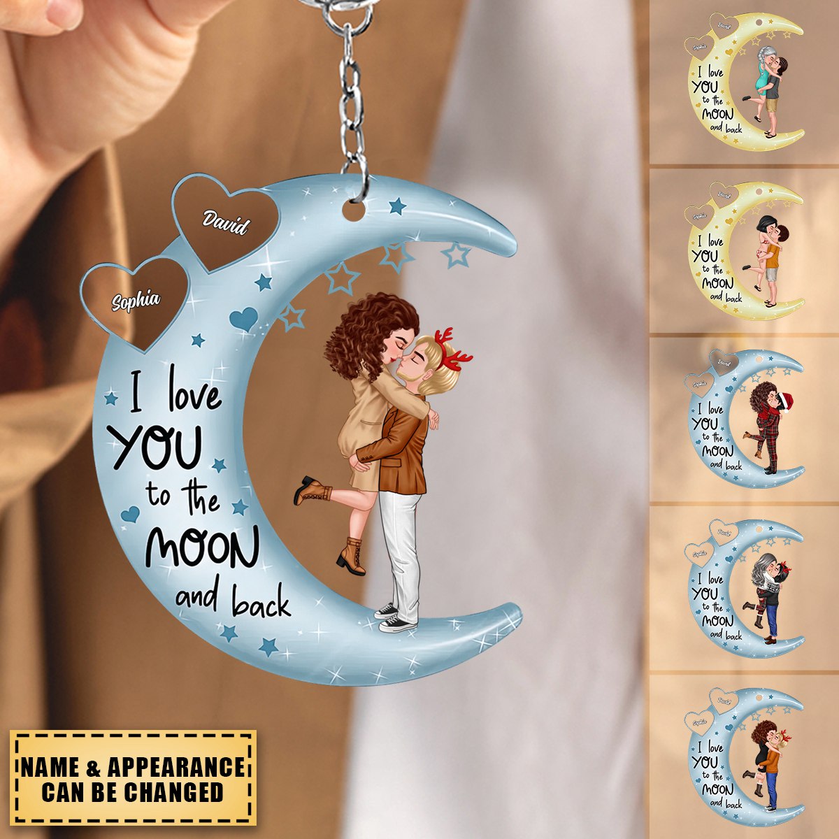 Love You To The Moon & Back Couple - Christmas Gift For Couples, Lovers, Wife, Husband, Girlfriend, Boyfriend - Personalized Acrylic Keychain