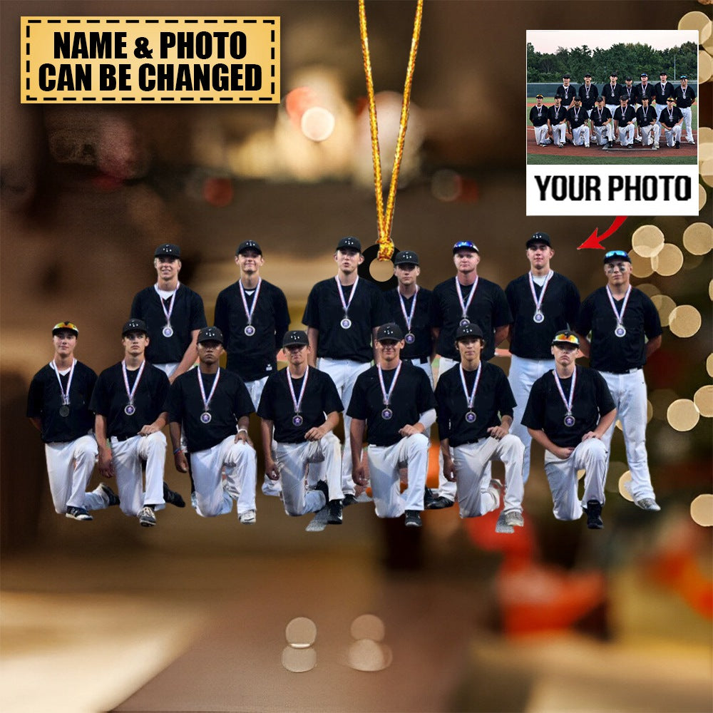 Baseball Player Team - Personalized Custom Photo Acrylic Christmas Ornament