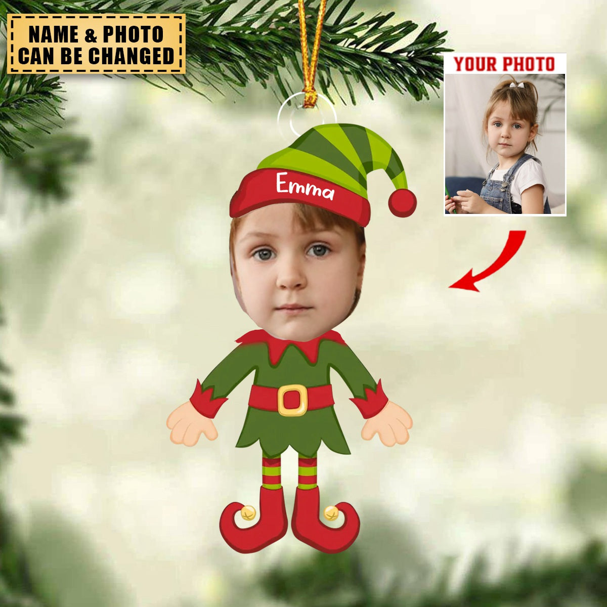 Kids Christmas Photo - Personalized Custom Photo Ornament - Christmas Gift For Baby, Kids, Family Members