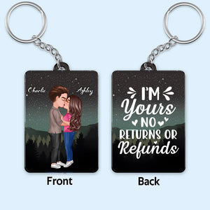 Doll Couple Kissing In Galaxy Night - Personalized Keychain