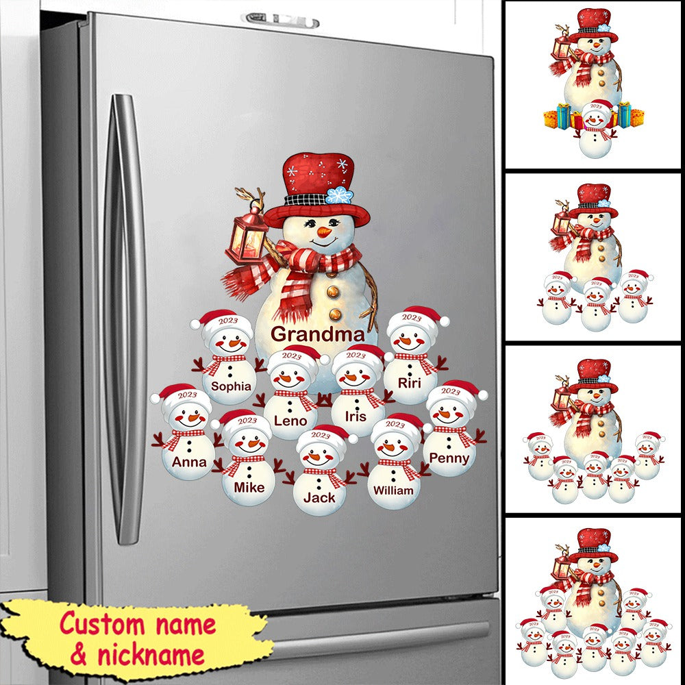 Snowman Christmas Grandma With Grandkids Personalized Sticker Decal