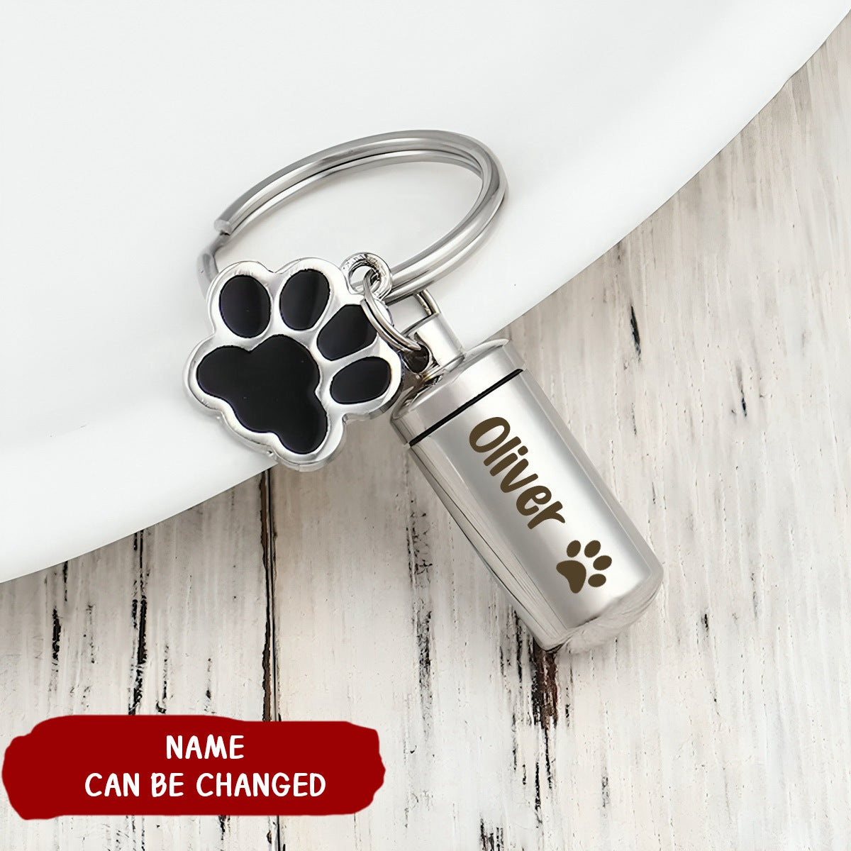 Personalized Pet Memorial Dog Paw Keychain