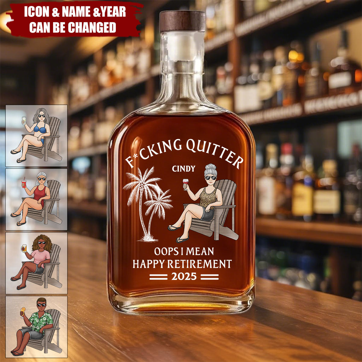 Officially Done - Coworker Personalized Whiskey Bottle - Appreciation, Retirement Gift