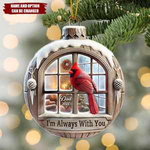 Memorial Cardinal Outside Window 3D Effect Sympathy Gift Remembrance Keepsake Personalized Acrylic Flat Ornament