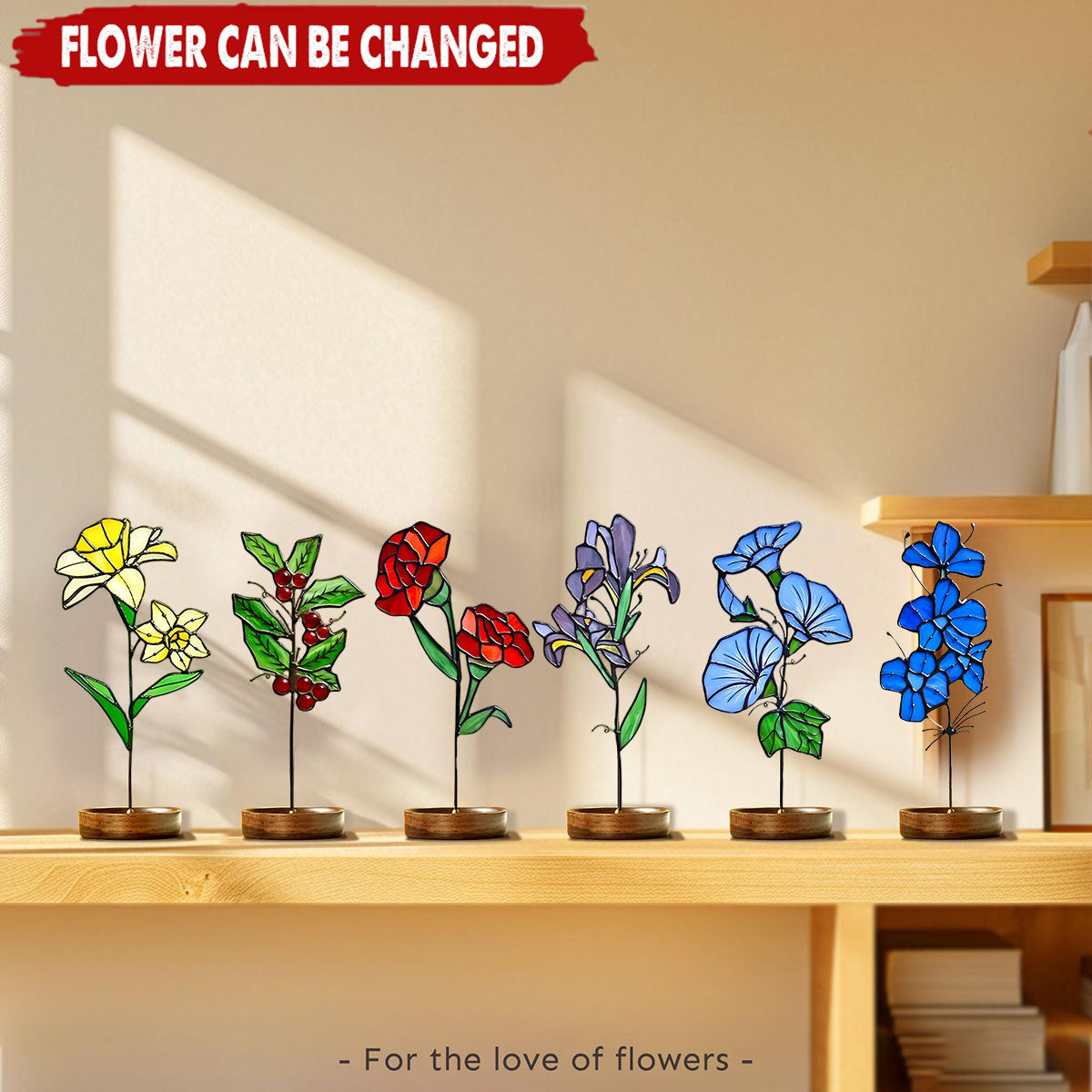 Personalized Stained Glass Birth Month Flower Garden Stake Suncatcher
