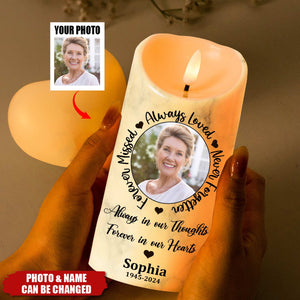 Always Loved, Never Forgotten, Forever Missed - Personalized Photo LED Candle