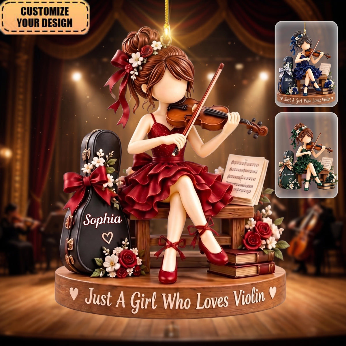 Personalized Ornament For A Girl Who Plays The Violin, Music Recital Gift, Christmas Tree Keepsake