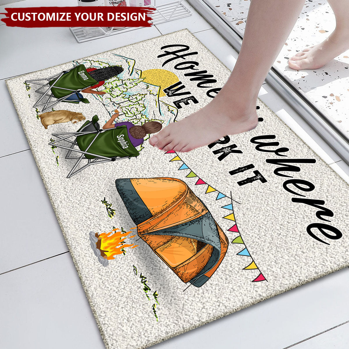 Home Is Where We Park It You And Me And The Dogs - Gift For Camping Lovers - Personalized Doormat