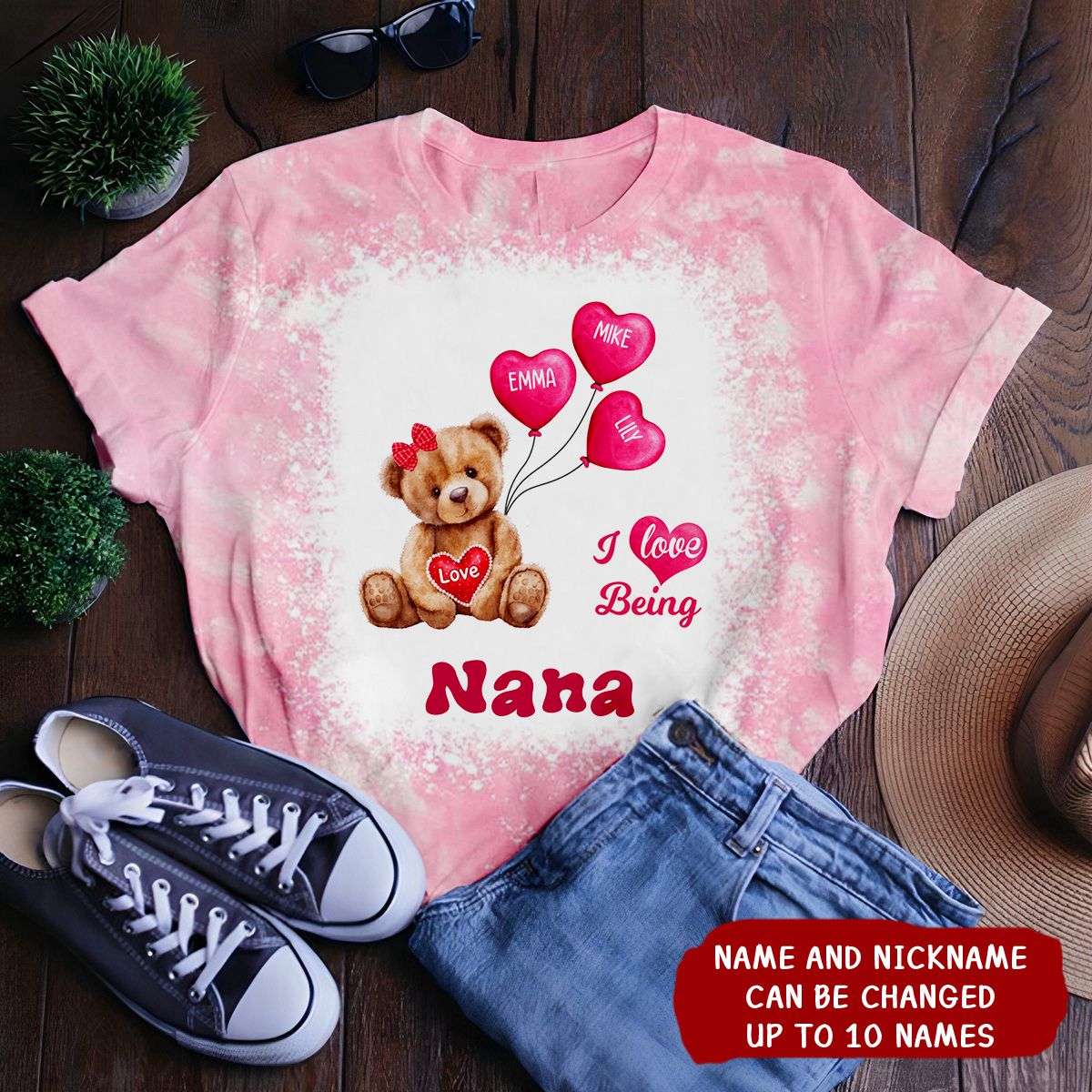 I Love Being Grandma Bear With Balloon Kids Personalized 3D T-Shirt
