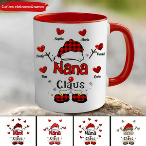 Personalized Christmas Grandma Claus Snowflake Accent Mug - Gift For Grandma Mommy Auntie Christmas