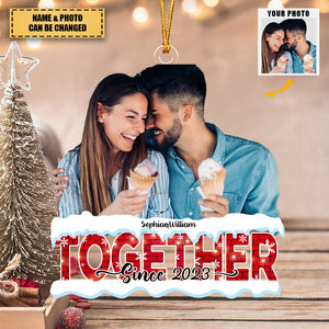 Together Since - Personalized Custom Photo Mica Ornament - Christmas Gift For Couple, Wife, Husband