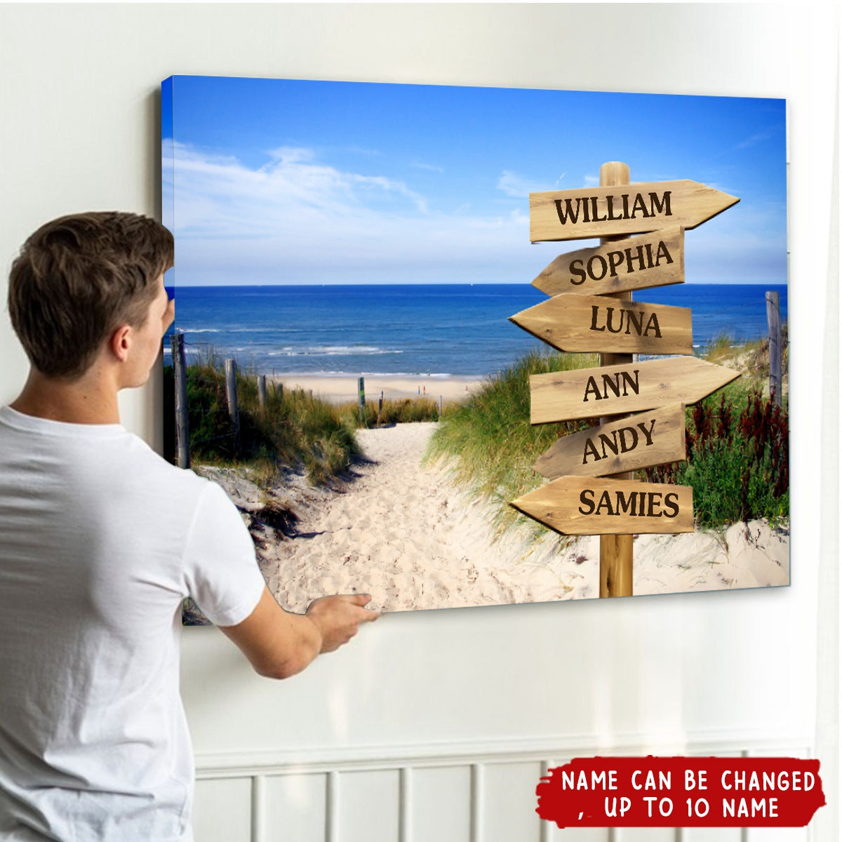 Personalized Sandy Beach Poster Print with Family Names