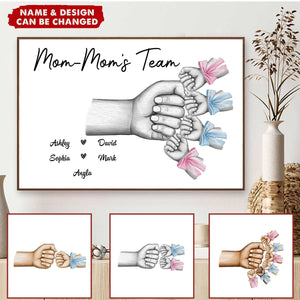 Grandma Mom‘s Team Fist Bump With Bows Personalized Horizontal Poster